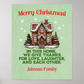Aangepast Gezellig Kersthuisje Familie Teken Poster (Voorkant)