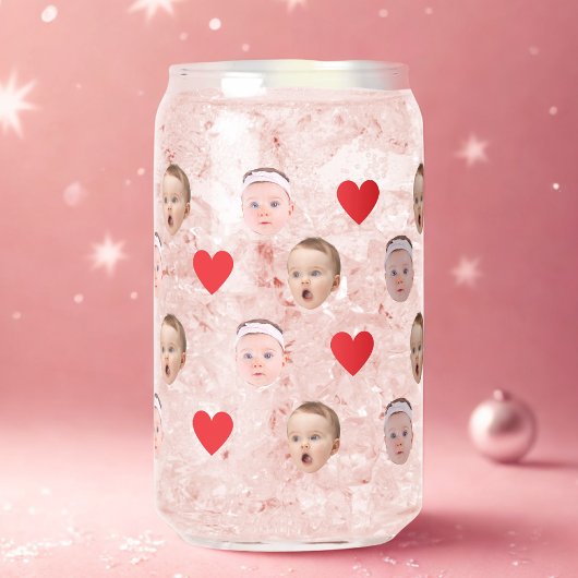 Aangepast gezicht, Aangepaste foto, Baby Gift Beer Blikvorm Glas