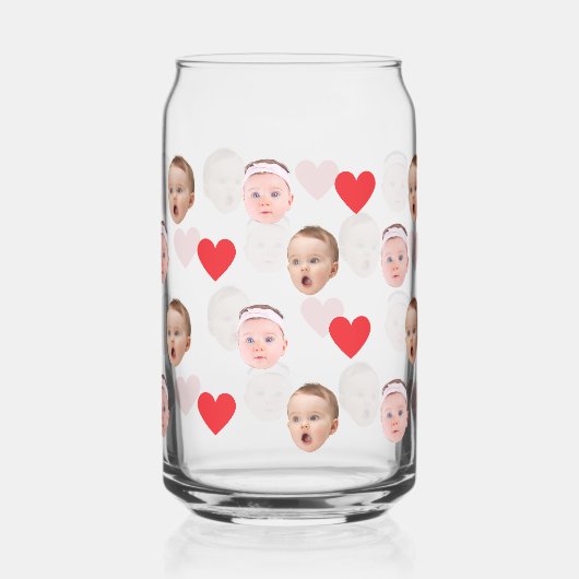 Aangepast gezicht, Aangepaste foto, Baby Gift Beer Blikvorm Glas (Voorkant)