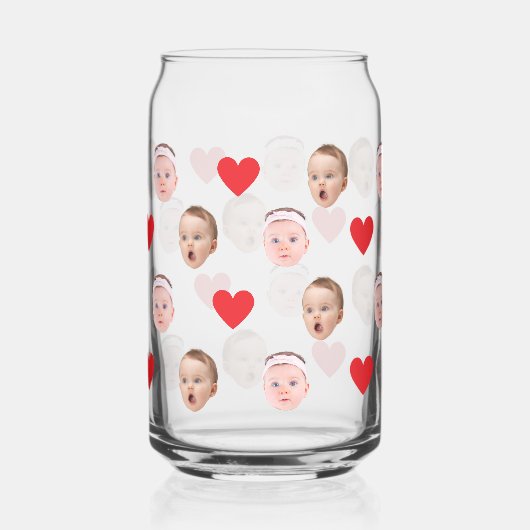 Aangepast gezicht, Aangepaste foto, Baby Gift Beer Blikvorm Glas (Achterkant)