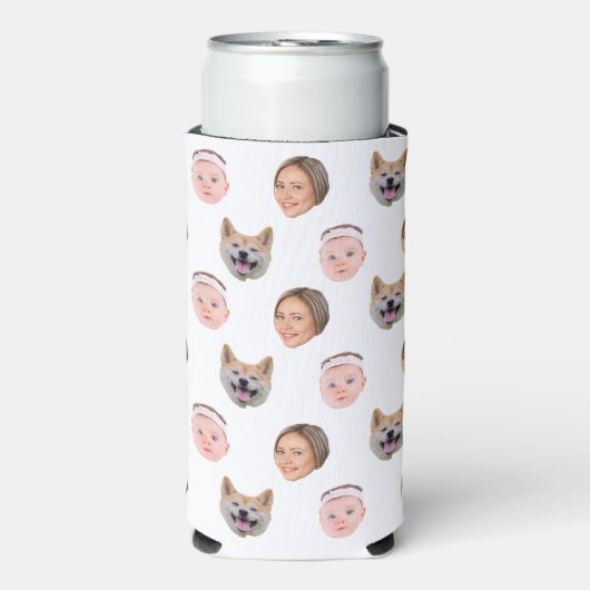 Aangepast gezicht, aangepaste foto, familie cadeau seltzer blikjeskoeler (Seltzer Voorkant)