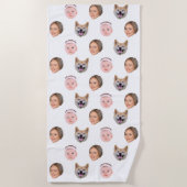 Aangepast gezicht, Aangepaste foto, Familie Gift Strandlaken (Voorkant)