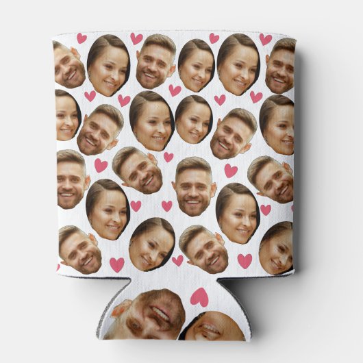 Aangepast Gezicht Afbeelding Hart Grappig Paar Pat Blikjeskoeler (Achterkant)