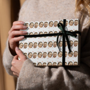 Aangepast Gezicht Afbeelding Hart Grappig Paar Pat Cadeaupapier