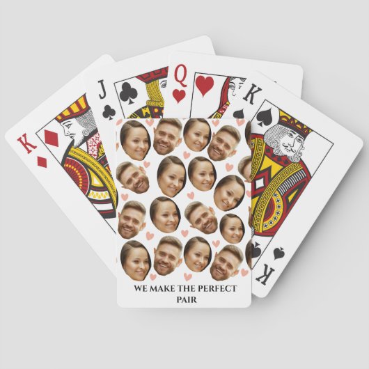 Aangepast Gezicht Afbeelding Hart Grappig Paar Pat Pokerkaarten (Achterkant)