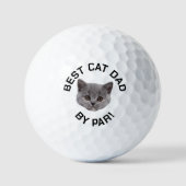Aangepast gezicht Beste Cat Dad van Par New Dad Golfballen (Voorkant)