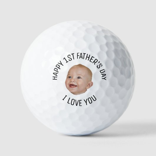 Aangepast gezicht Eerste Vaderdag Nieuwe papa papa Golfballen (Voorkant)