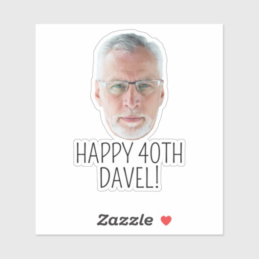 Aangepast Gezicht Foto Tekst Logo Verjaardagsfeest Sticker (Vel)