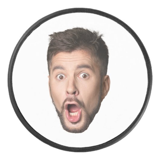 Aangepast gezicht grappige bier vrijgezellenfeest  hockey puck (Voorkant)