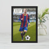 Aangepast gezicht in gat voetballer voetballer kaart (Staand voorkant)