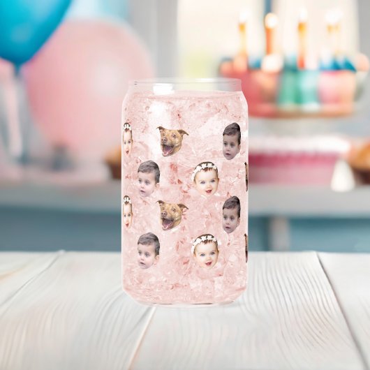 Aangepast gezicht, unieke familie cadeau 3 foto's  blikvorm glas (Insitu (Baby Shower))