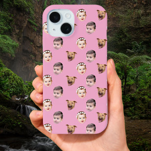 Aangepast gezicht, unieke familie cadeau 3 foto's  iPhone 15 case