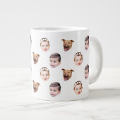 Aangepast gezicht, unieke familie cadeau 3 foto's  grote koffiekop (Voorkant rechts)