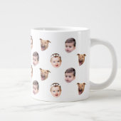 Aangepast gezicht, unieke familie cadeau 3 foto's  grote koffiekop (Rechts)