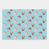 Aangepast gezicht, unieke familie cadeau 3 foto's  inpakpapier vel (Voorkant)