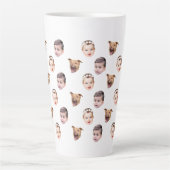Aangepast gezicht, unieke familie cadeau 3 foto's  latte mok (Voorkant)