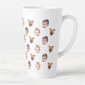 Aangepast gezicht, unieke familie cadeau 3 foto's  latte mok (Rechts)