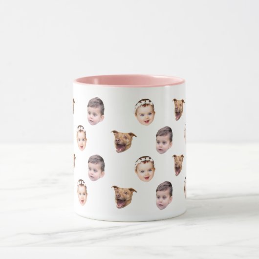Aangepast gezicht, unieke familie cadeau 3 foto's  mok (Midden)
