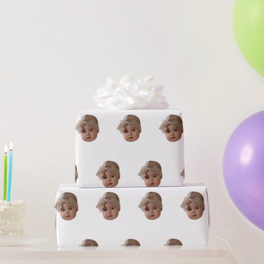 Aangepast gezicht Verjaardagsfeestje Aangepaste Ba Cadeaupapier (Feestgeschenken)