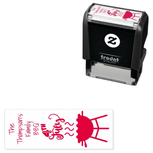 Aangepast gezin 4 juli BBQ Rubber Stamp Zelfinktende Stempel (In situ)