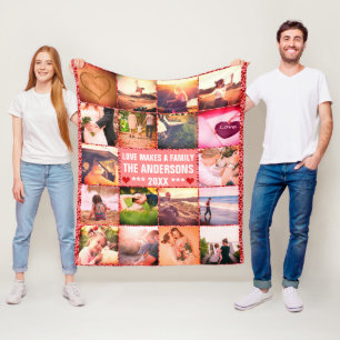 Aangepast gezin met liefde fleece deken