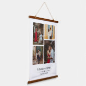 Aangepast gezin of bruiloft Couple 4 Foto Collage Hangend Wandkleed (Gebogen)