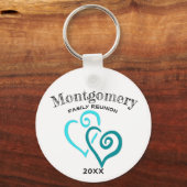 Aangepast gezinshereniging Blauwe Turquoise Gekopp Sleutelhanger (Voorkant)