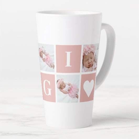 Aangepast Gigi Grandmoeder 5 Fotocollage Latte Mok (Rechterhoek)