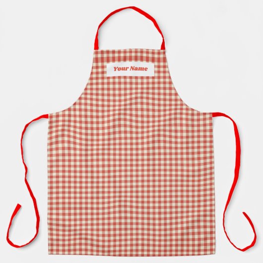 Aangepast Gingham Tartan Trendy Red Pastel Square Schort (Voorkant)