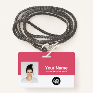 Aangepast Girly Pink Employee Logo Name ID Lanyard Badge