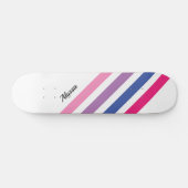 Aangepast Girly Pink Striped Persoonlijk Skateboard (Horizontaal)