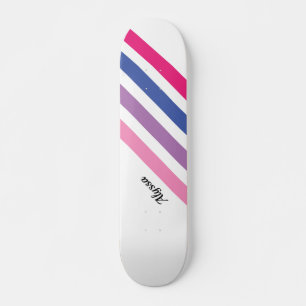 Aangepast Girly Pink Striped Persoonlijk Skateboard