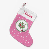 Aangepast Girly Pink White Star-kerststop Kleine Kerstsok (Voorkant (Hangend))