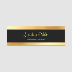 Aangepast Glamor Gold Rectangle modern handschrift Naamplaatje