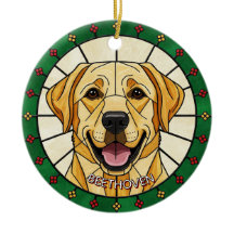 aangepast glas-in-lood effect HONDEN naam Kerstmis