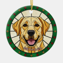 aangepast glas-in-lood effect HONDEN naam Kerstmis Keramisch Ornament