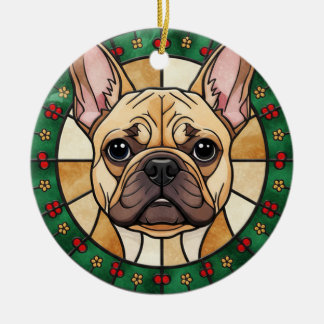 aangepast glas-in-lood effect HONDEN naam Kerstmis Keramisch Ornament