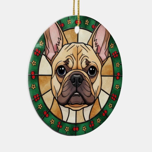 Aangepast glas-in-lood-effect HONDENNAAM Kerstmis  Keramisch Ornament (Rechts)