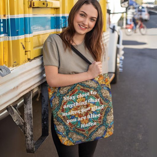 Aangepast Glas in lood Mozaïek Patroon Iraanse ges Tote Bag