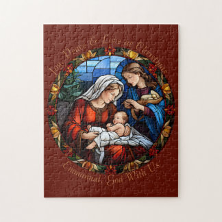 Aangepast Glas in lood Vintage Kerstmis Geboorte Legpuzzel
