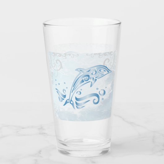 Aangepast glazen bekertje met blauwe dolfijn (Achterkant)