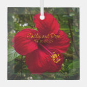 Aangepast glazen Hibiscus-Ornament Glas Ornament (Voorkant)