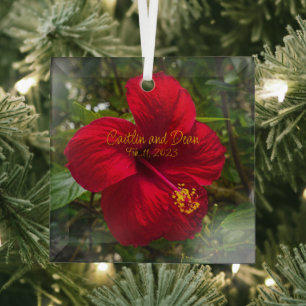 Aangepast glazen Hibiscus-Ornament Glas Ornament