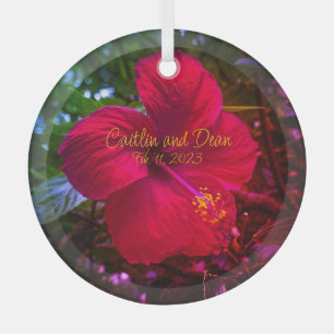 Aangepast glazen Hibiscus-Ornament Glas Ornament