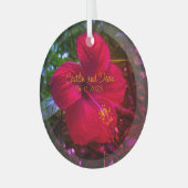 Aangepast glazen Hibiscus-Ornament Glas Ornament (Voorkant links)
