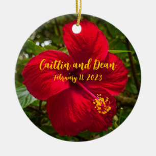 Aangepast glazen Hibiscus-Ornament Keramisch Ornament