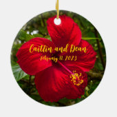 Aangepast glazen Hibiscus-Ornament Keramisch Ornament (Achterkant)