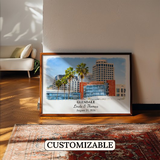 Aangepast Glendale-wandkunst, California-poster Poster