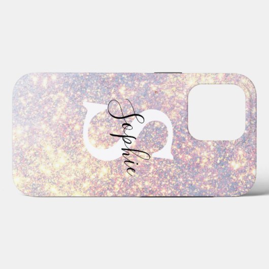 Aangepast Glitter Roze Monogram Case-Mate iPhone Case (Achterkant (horizontaal))