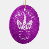 Aangepast Glitter Unicorn Princess Holiday Keramisch Ornament (Rechts)